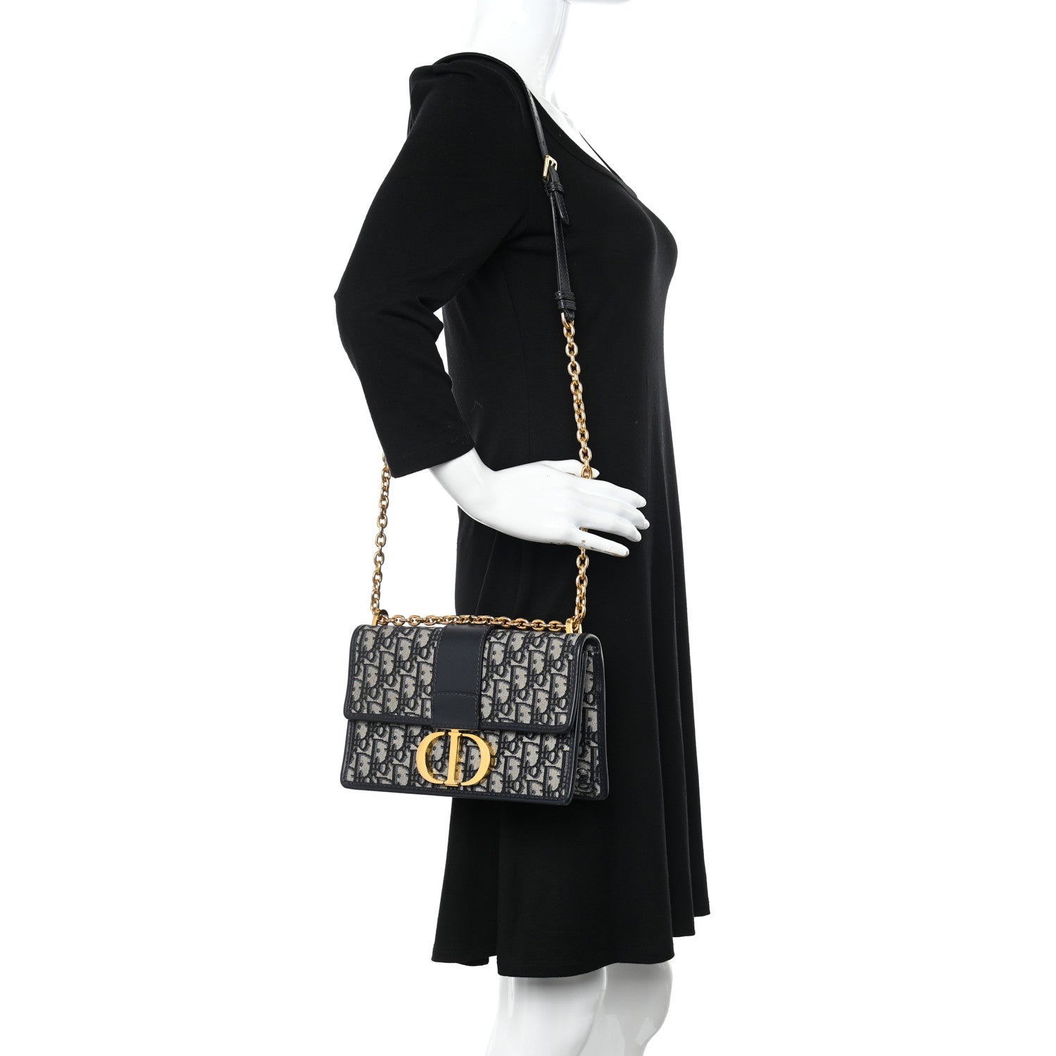 Christian Dior Oblique 30 Montaigne Chain Flap Bag Blue 2 of 10