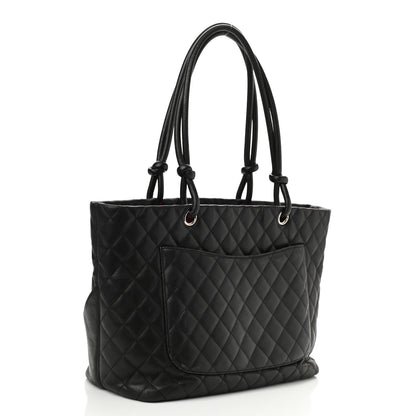 Chanel Calfskin Quilted Large Cambon Tote Black White 3 of 9