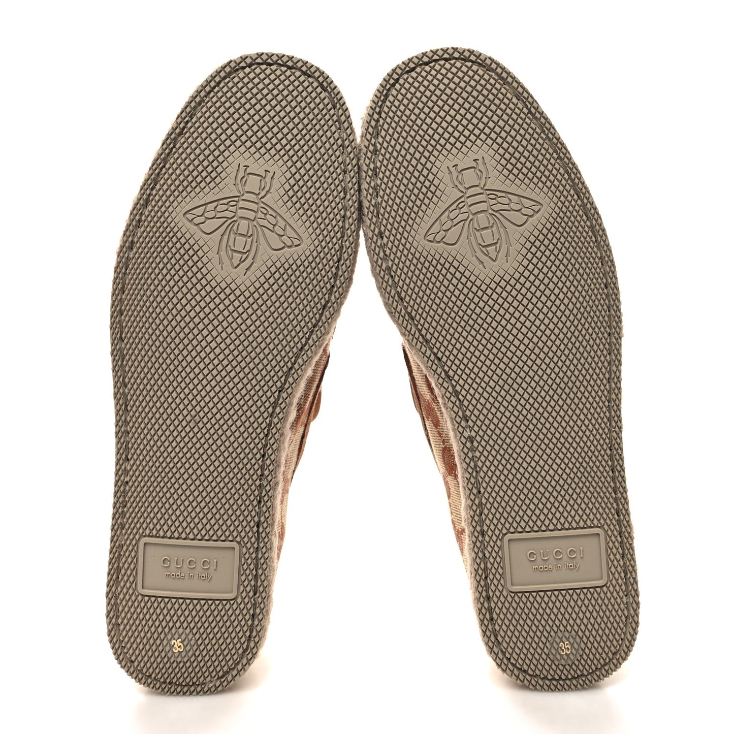 GG Monogram Womens Fria Horsebit Loafers 35 Beige Ruggine
