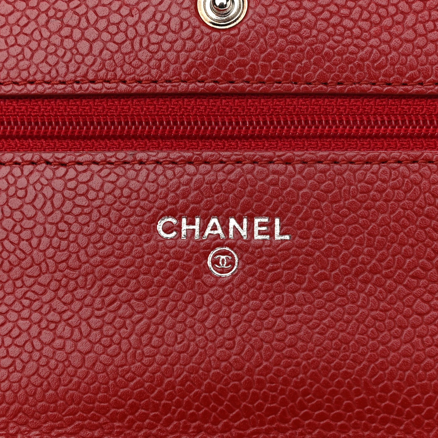 Caviar Quilted Wallet on Chain WOC Red