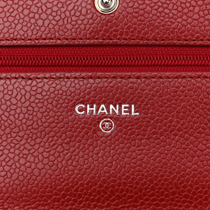 Chanel Caviar Quilted Wallet on Chain WOC Red 6 of 12