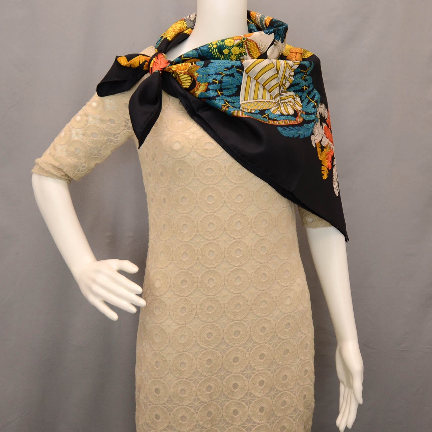 Hermes Silk Chapeau Scarf 90 Black 6 of 6