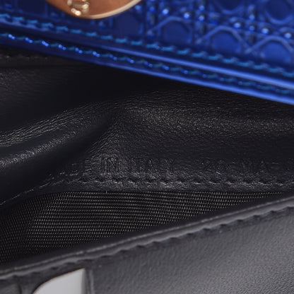 Christian Dior Metallic Patent Micro-Cannage Diorama Elancee Wallet Mirror Blue 7 of 9