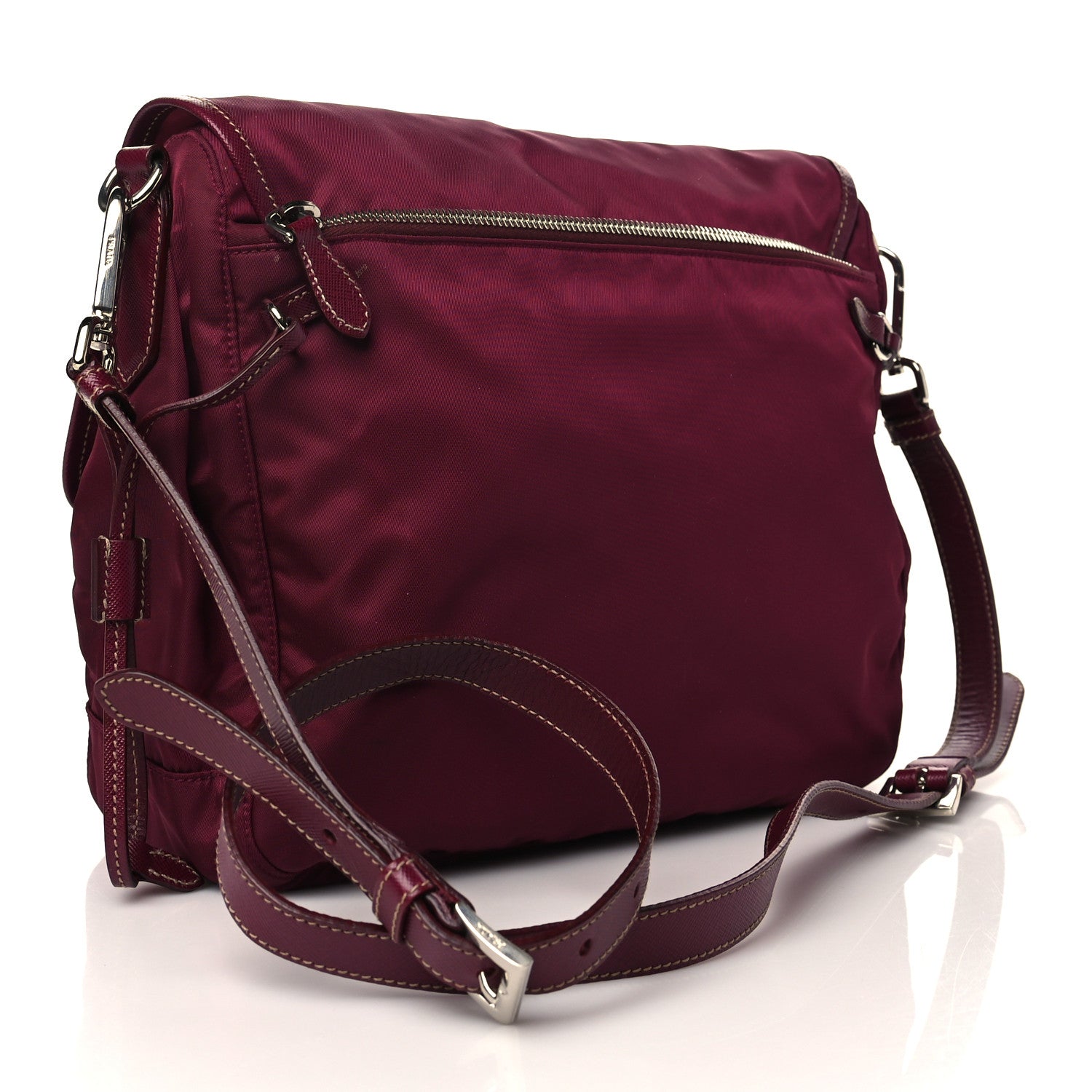 Prada Tessuto Nylon Saffiano Messenger Bag Barolo 2 of 6