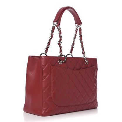 Chanel Caviar Quilted Grand Shopping Tote GST Dark Red 3 of 10