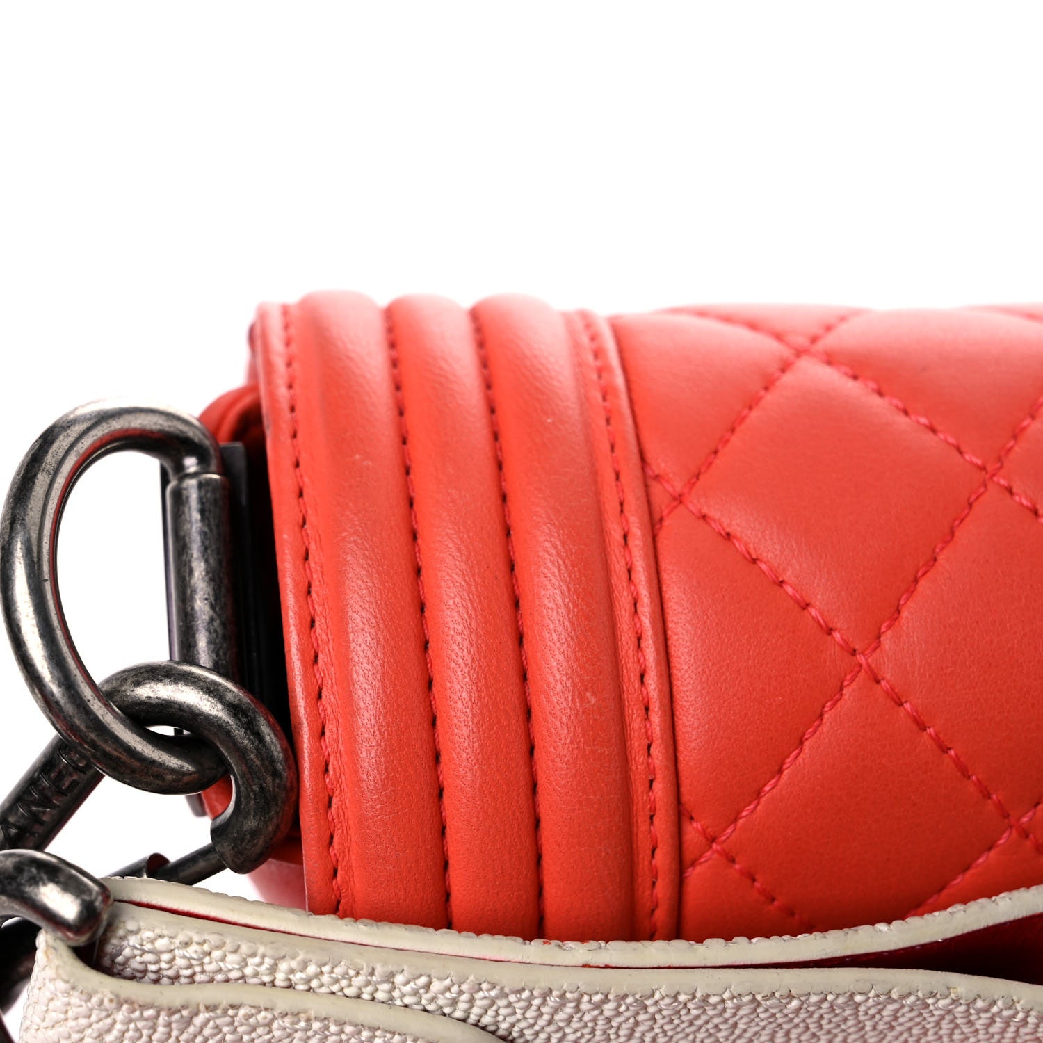 Chanel Lambskin Stingray Quilted Small Boy Flap Orange 17 of 20