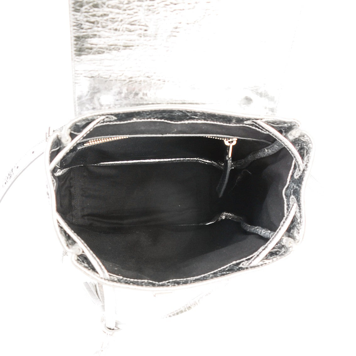 Metallic Calfskin Festival Backpack Silver