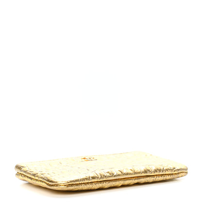 Chanel Metallic Calfskin Crocodile Embossed Cocodile Small Cosmetic Case Gold 4 of 8
