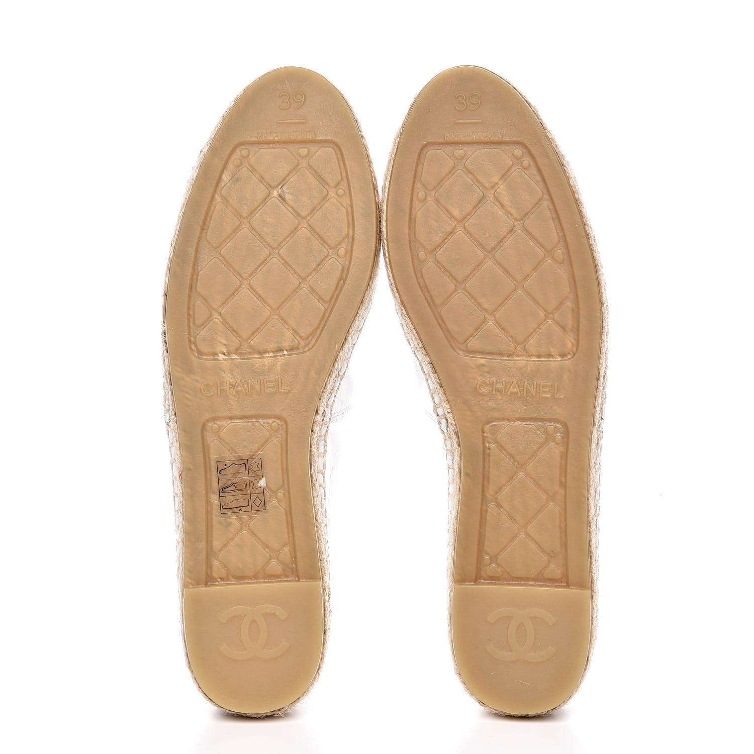 Chanel Distressed Patent CC Espadrilles 39 White Silver 6 of 10