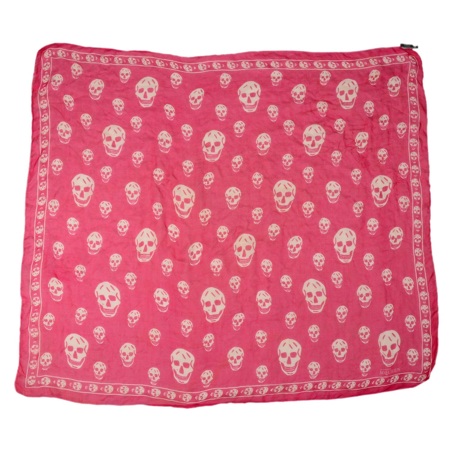 Alexander McQueen Silk Chiffon Skull Scarf Fuxia 3 of 8