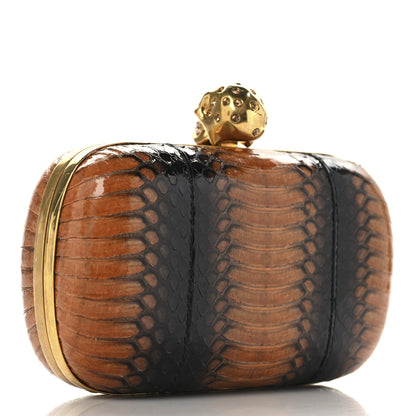 Alexander McQueen Python Skull Box Clutch Brown 3 of 12