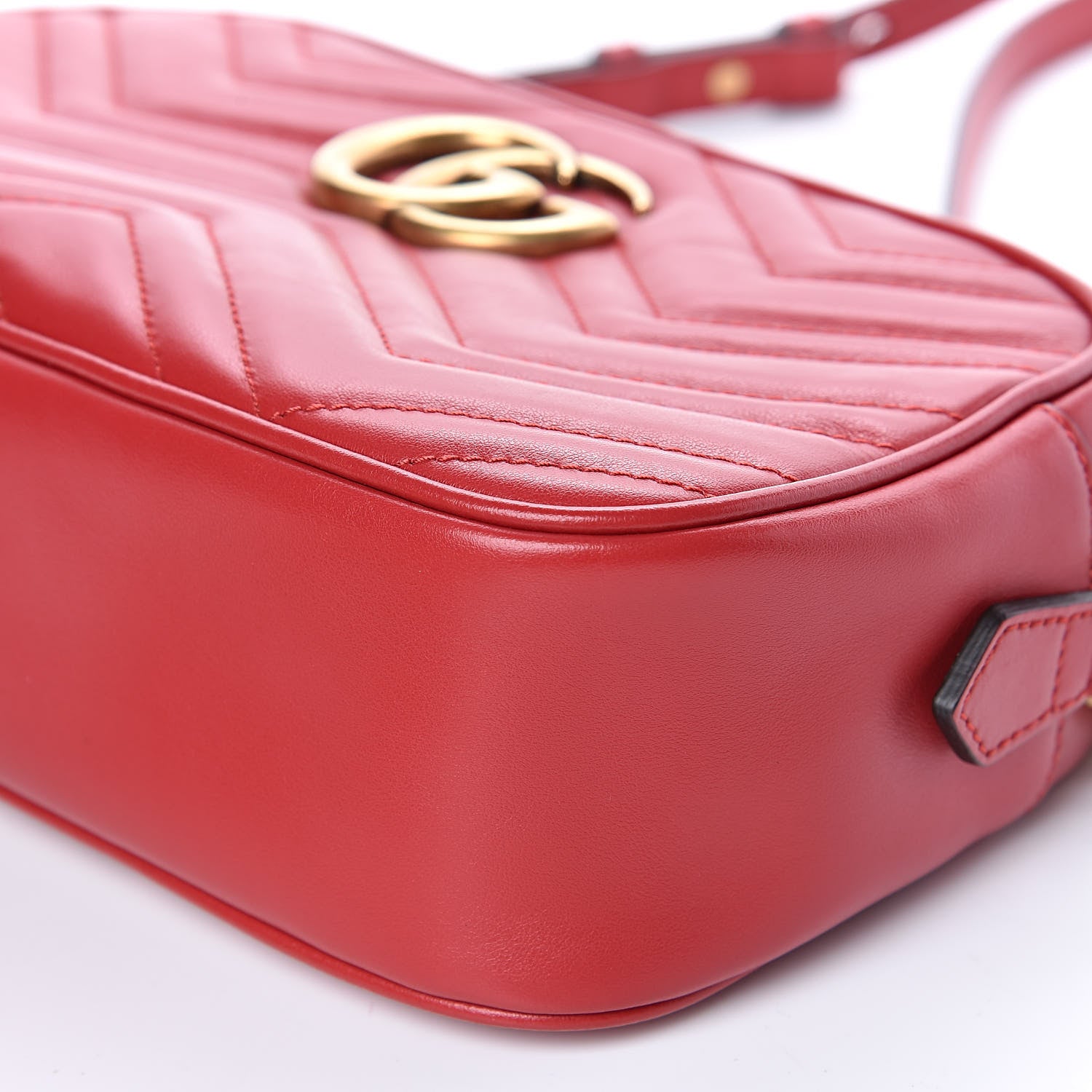 Gucci Calfskin Matelasse Small GG Marmont Chain Shoulder Bag Hibiscus Red 10 of 10