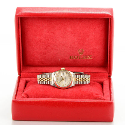 Rolex Stainless Steel 18K Yellow Gold Diamond 26mm Oyster Perpetual Datejust Watch Silver 79173 8 of 8