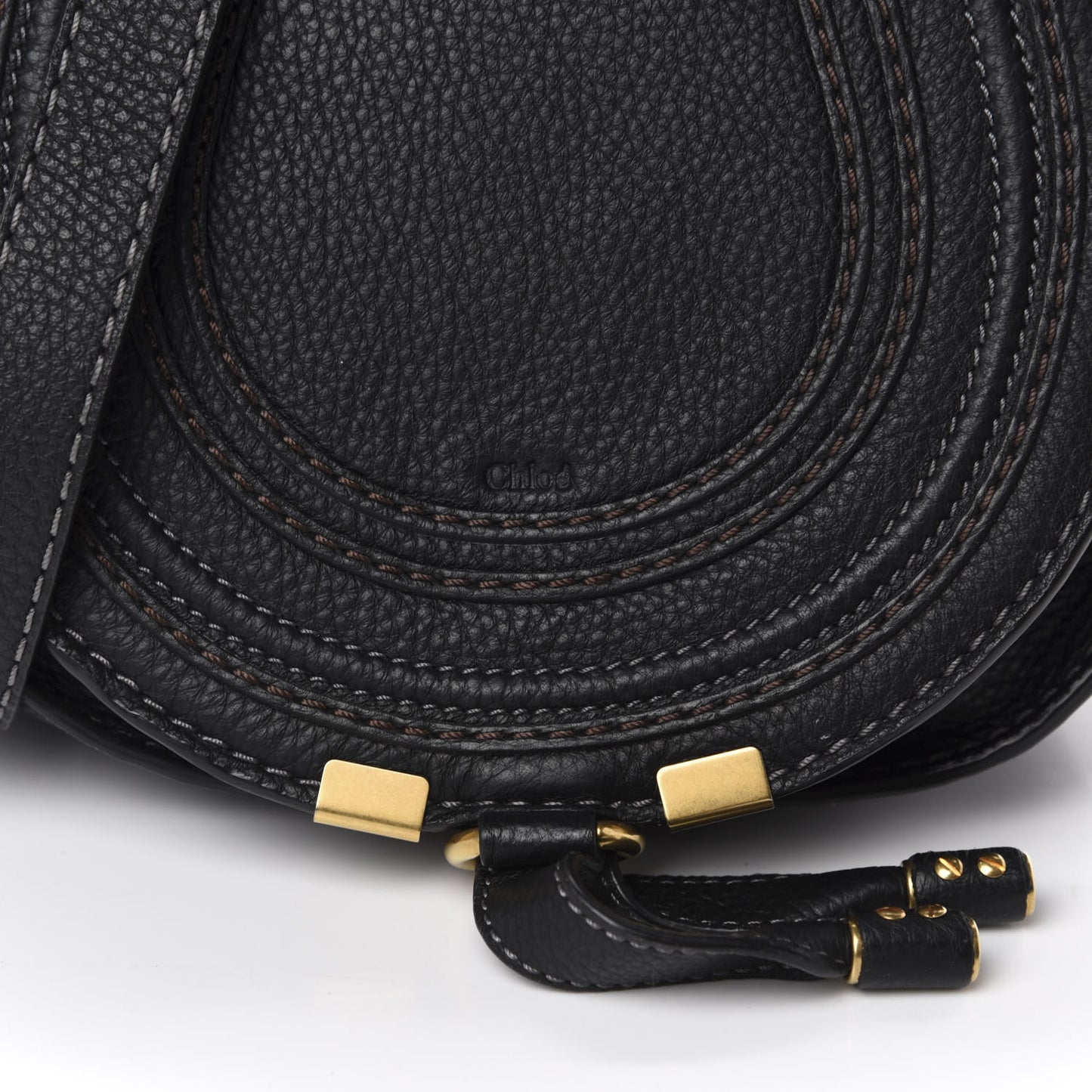 Calfskin Mini Marcie Round Crossbody Bag Black
