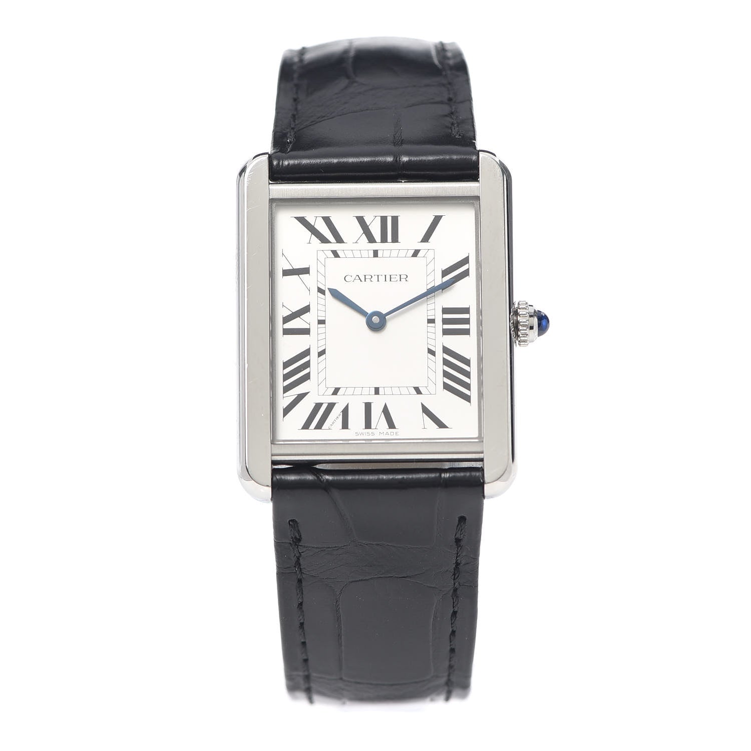 Cartier Stainless Steel Alligator 27mm Tank Solo Quartz Watch 1 of 6