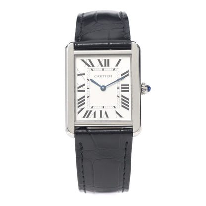 Cartier Stainless Steel Alligator 27mm Tank Solo Quartz Watch 1 of 6