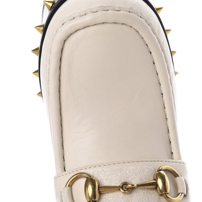 Gucci Malaga Kid Pearl Studded Spiked Vegas Platform Loafer 38.5 Mystic White 10 of 12