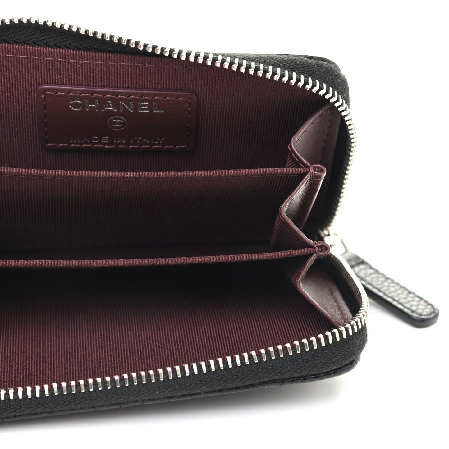 Caviar Quilted Zip Coin Purse Black