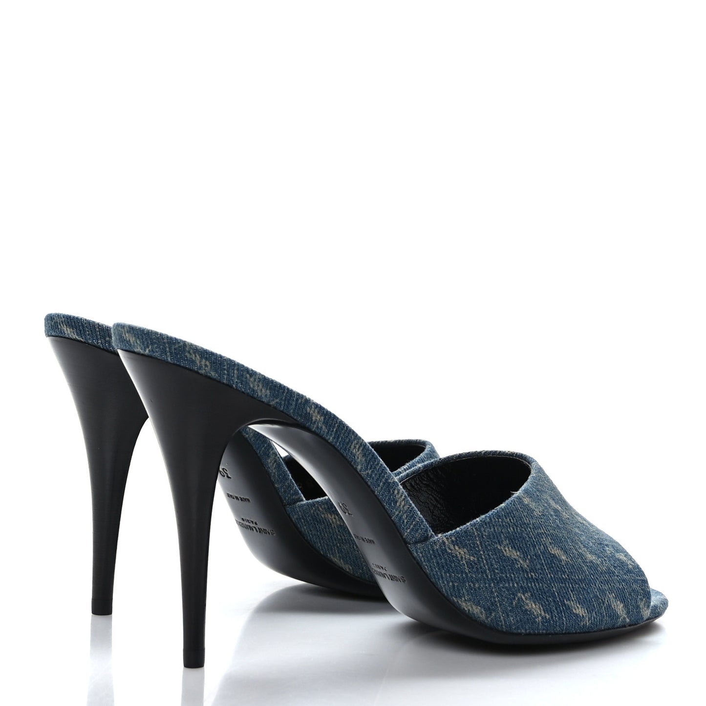 Denim Monogram La 16 Mule Sandals 39 Blue Jeans