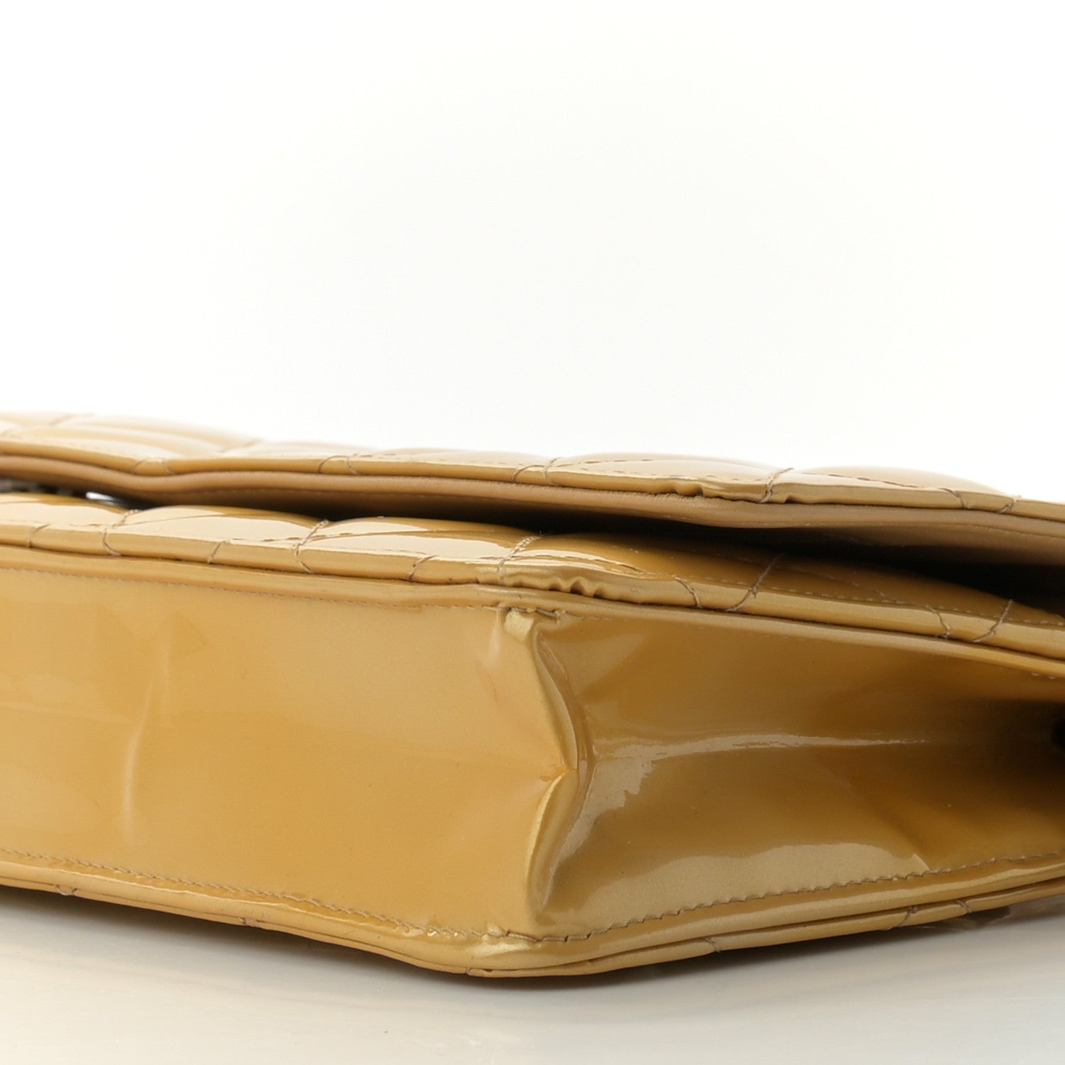 Chanel Metallic Patent Quilted Wallet On Chain WOC Gold 11 of 12