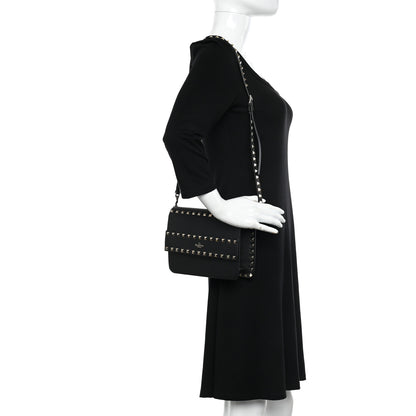 Valentino Garavani Pebbled Calfskin Rockstud Side Slip Crossbody Black 2 of 9