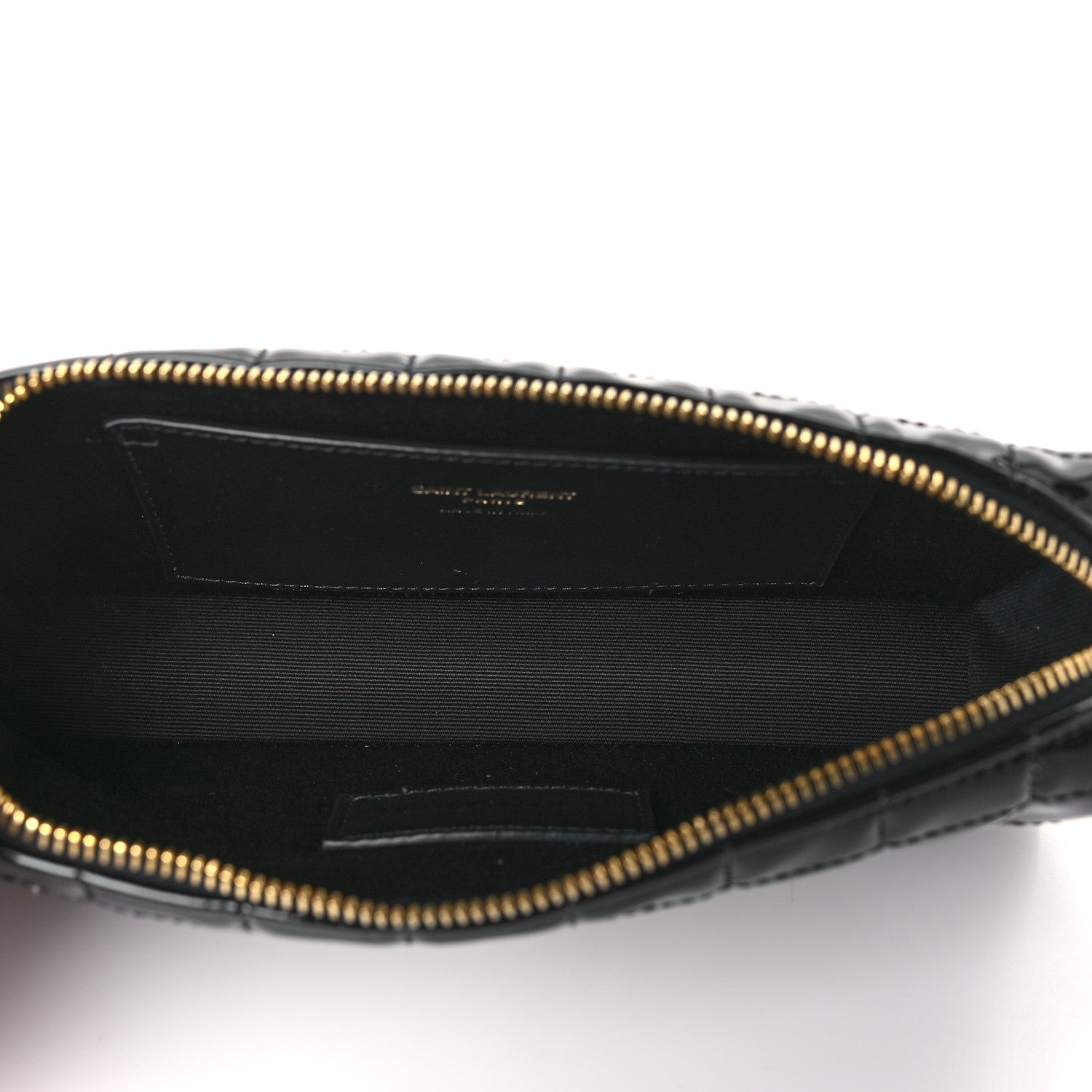 Saint Laurent Vinyl Carre Quilted Cassandre Wristlet Pouch Black 5 of 10