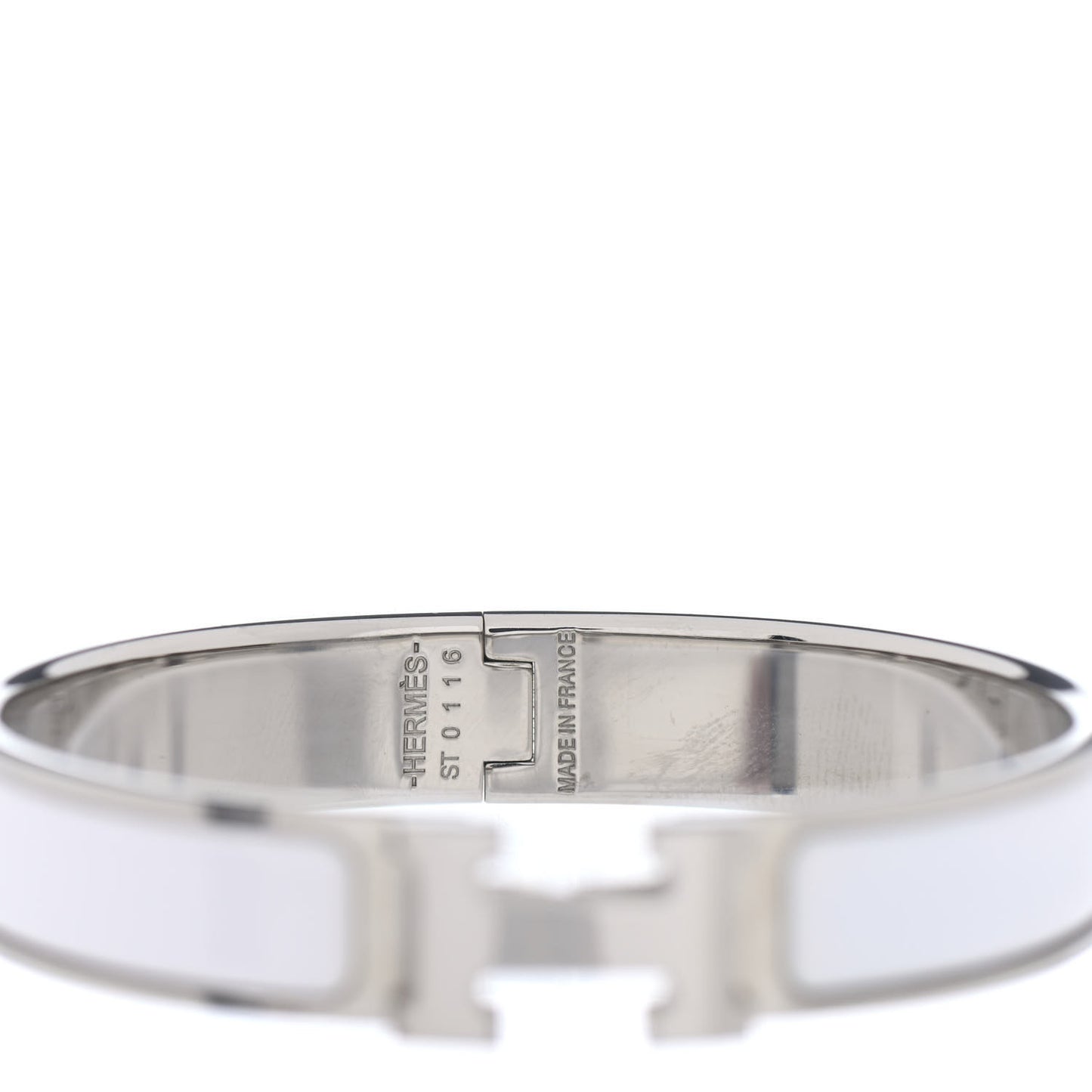 Enamel Narrow Clic Clac H Bracelet PM White