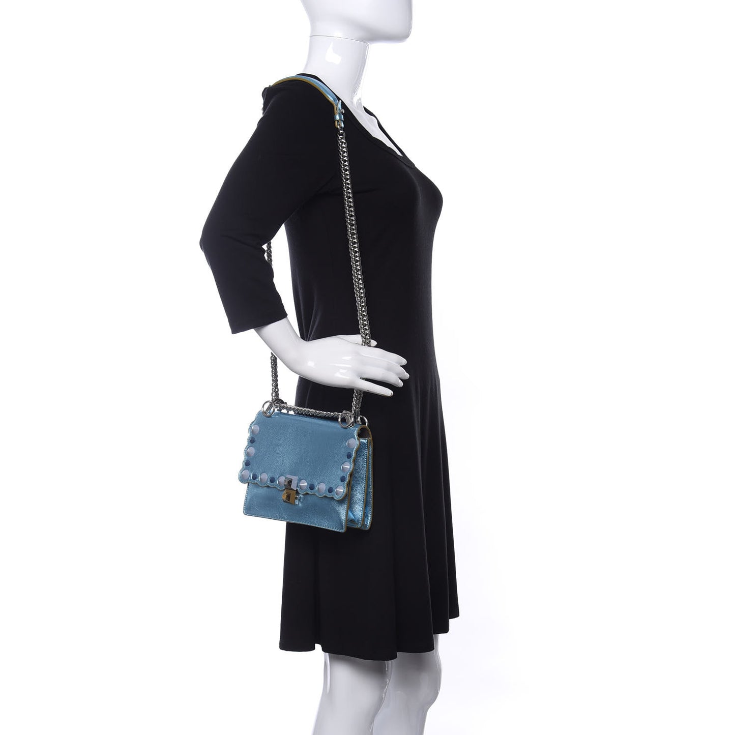 Vitello Catalan Mirror Scalloped Multi Studded Small Kan I Shoulder Bag Blue