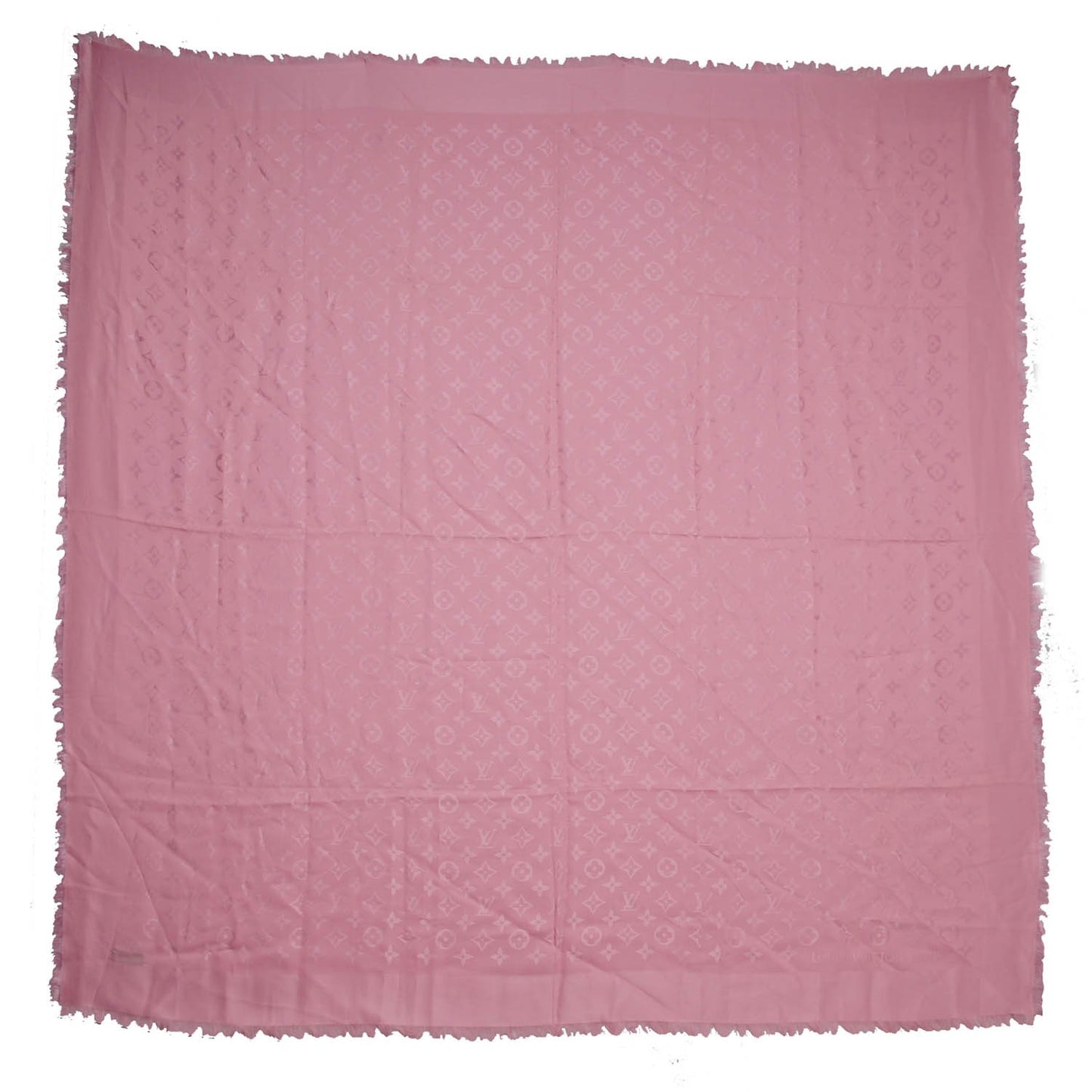 Silk Wool Monogram Shawl Pink