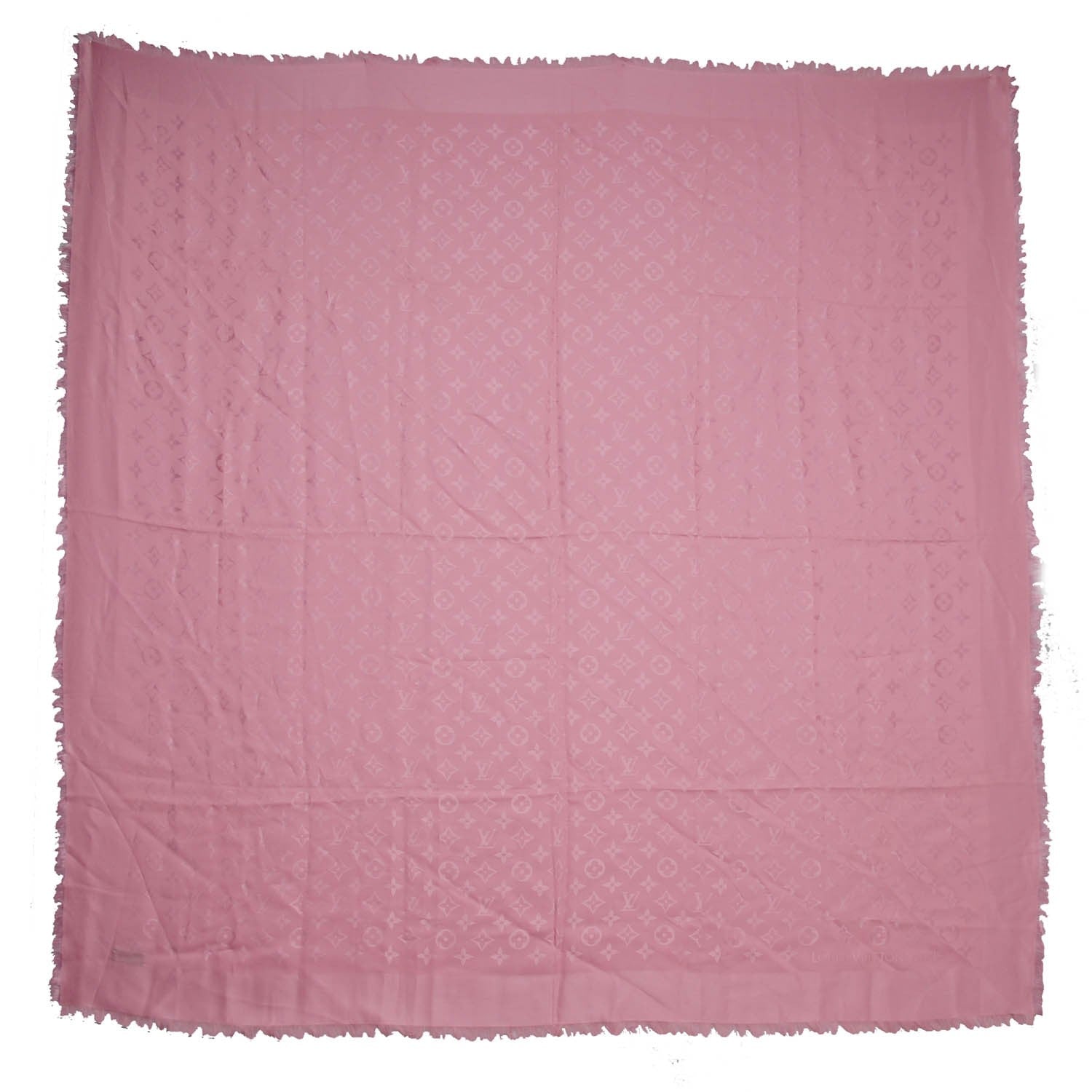 Louis Vuitton Silk Wool Monogram Shawl Pink 5 of 10