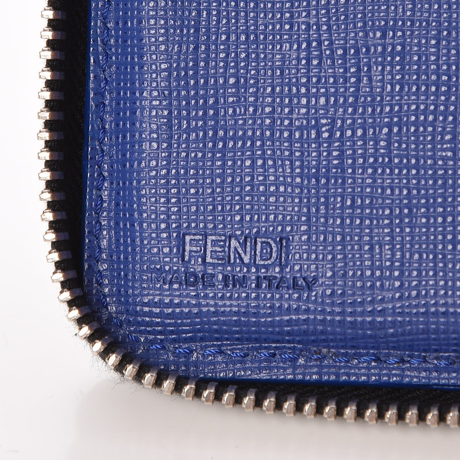Fendi Vitello Elite Flamingo Mink Karlito Studded Zip Around Chain Wallet Black White Plaster 6 of 9