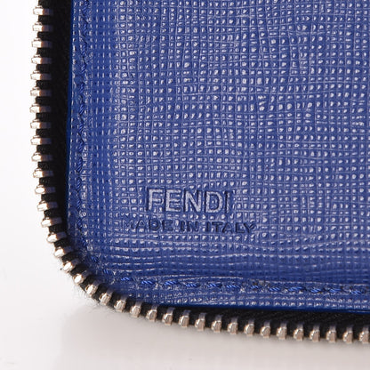 Fendi Vitello Elite Flamingo Mink Karlito Studded Zip Around Chain Wallet Black White Plaster 6 of 9