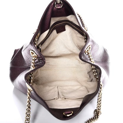 Gucci Metallic Cellarius Calfskin Medium Soho Chain Shoulder Bag Classic Burgundy 5 of 13