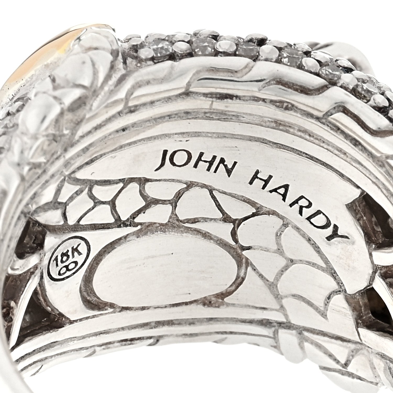 John Hardy Sterling Silver 18K Yellow Gold Diamond Naga Dragon Dome Ring 49 4.75 4 of 5