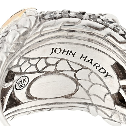John Hardy Sterling Silver 18K Yellow Gold Diamond Naga Dragon Dome Ring 49 4.75 4 of 5