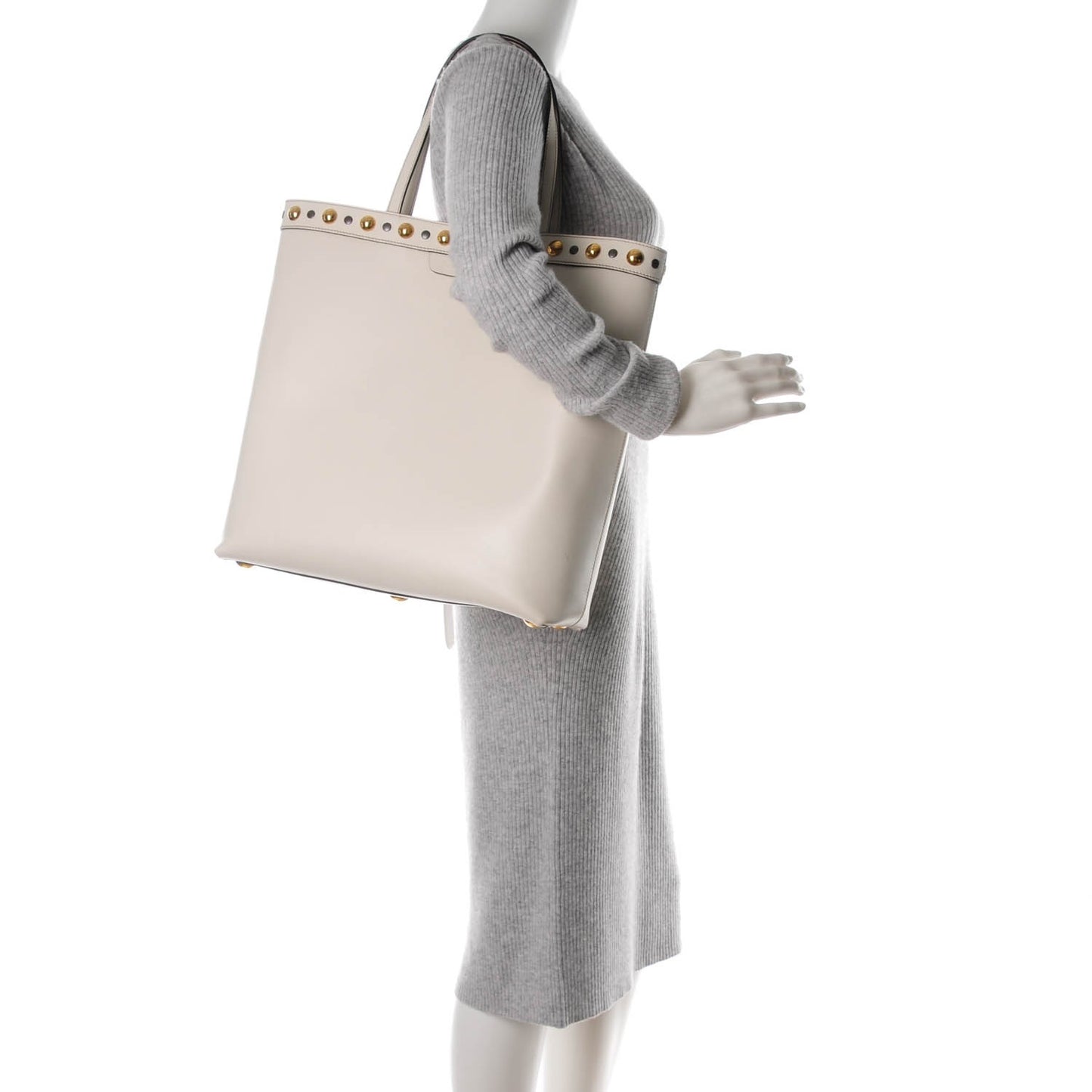 Calfskin Babouska Large Vertical Shopping Tote White