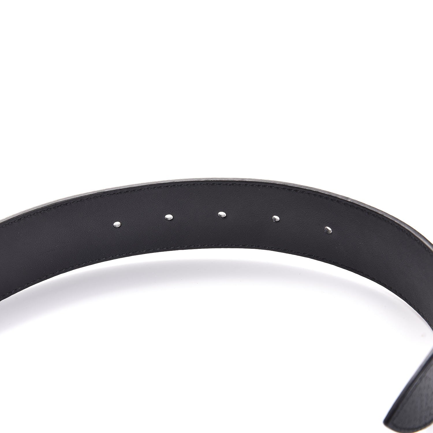 Gucci Textured Dollar Calfskin Nickel Double G 40mm Belt 75 30 Black 5 of 6