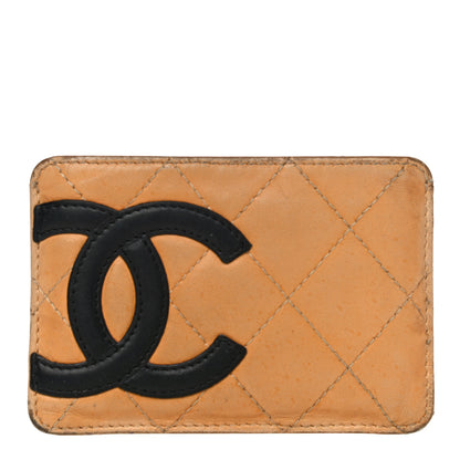 Chanel Calfskin Quilted Cambon Card Holder Beige Black 1 of 30
