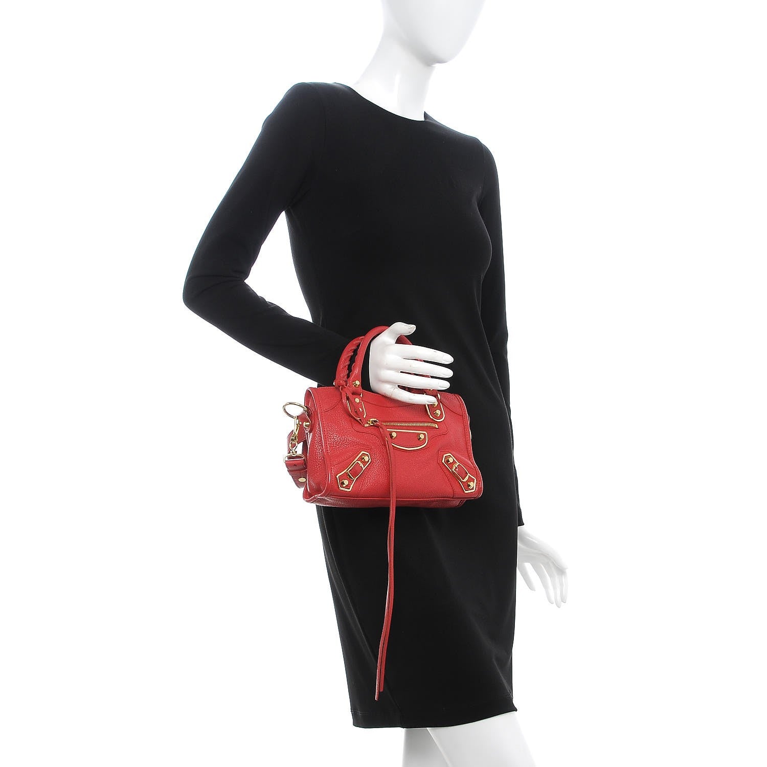 Balenciaga Chevre Gold Metallic Edge Hardware Mini City Rouge Grenade 3 of 8