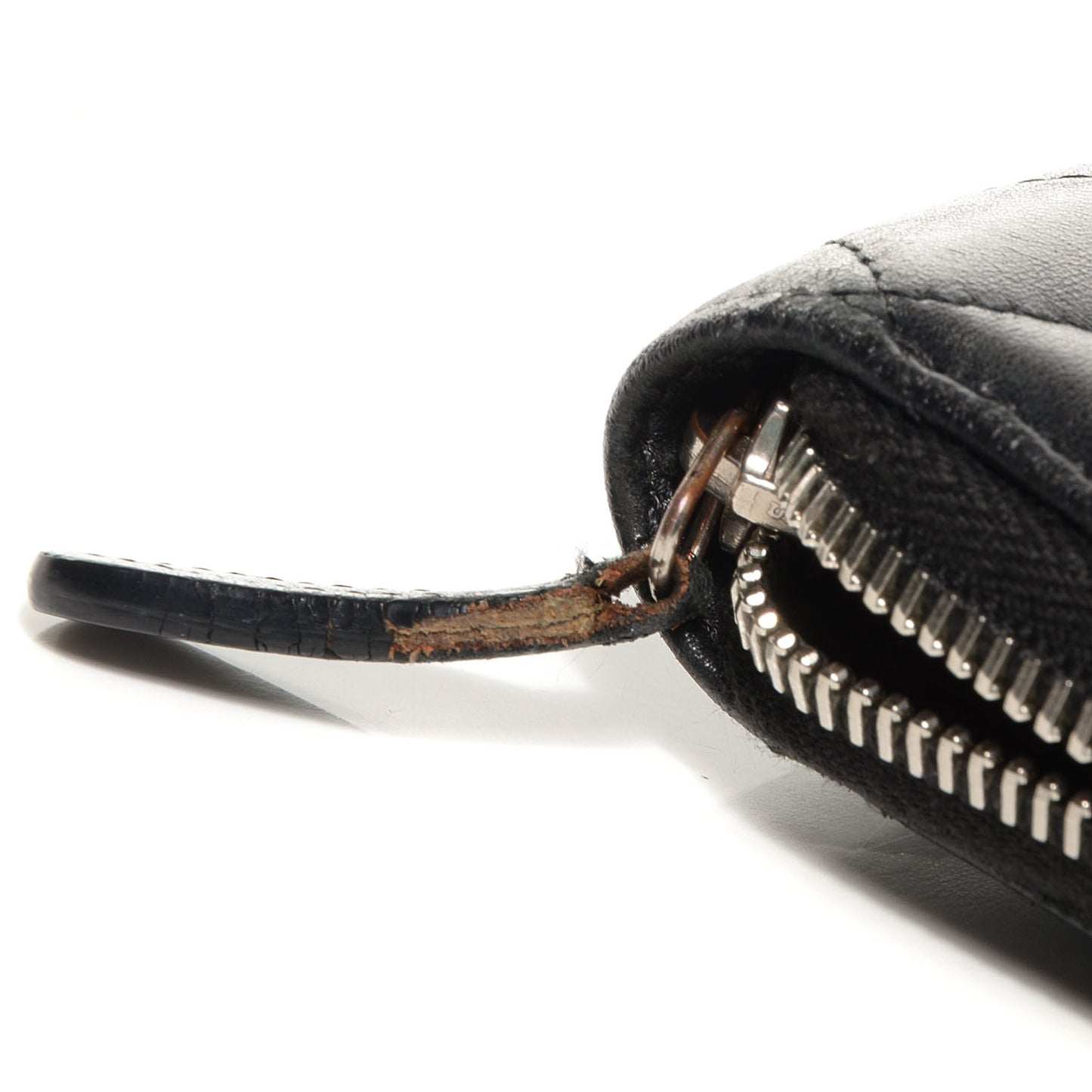 Lambskin Quilted Large Zip Around Wallet Black