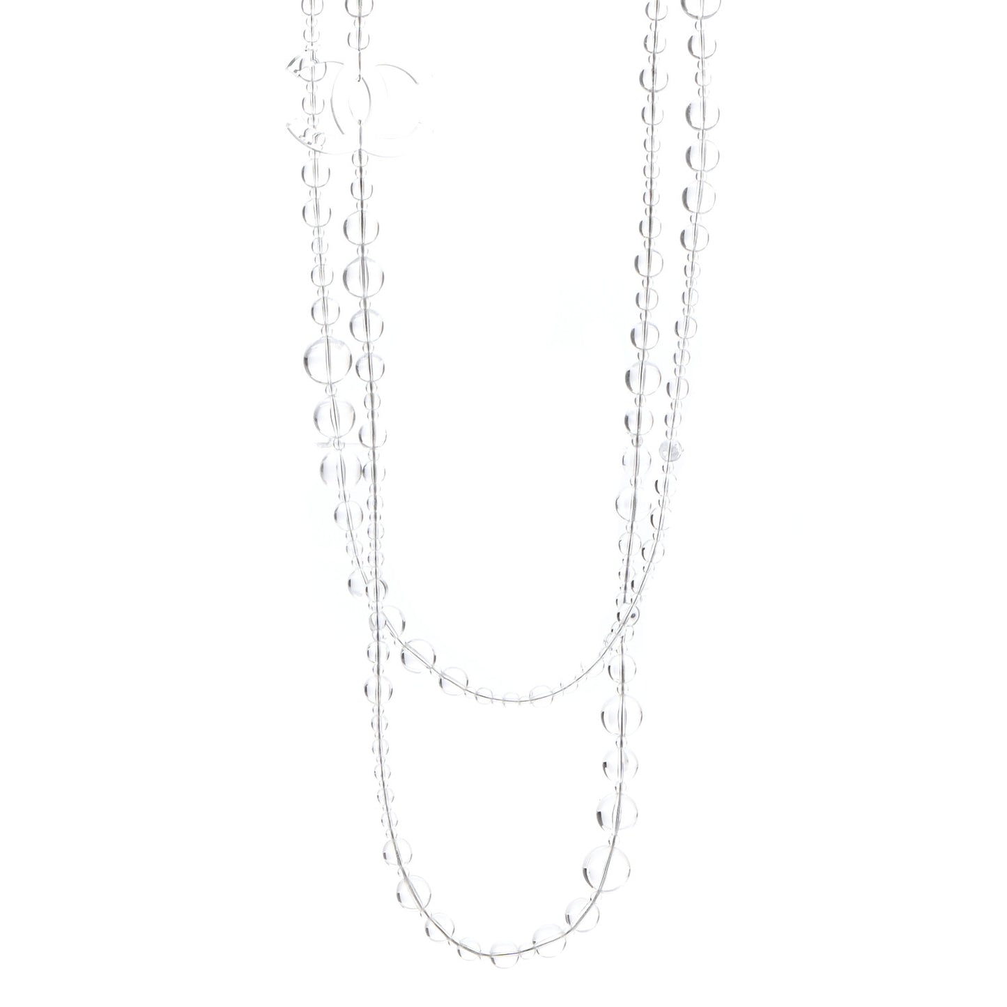 Crystal CC Double Strand Long Chain Necklace Transparent