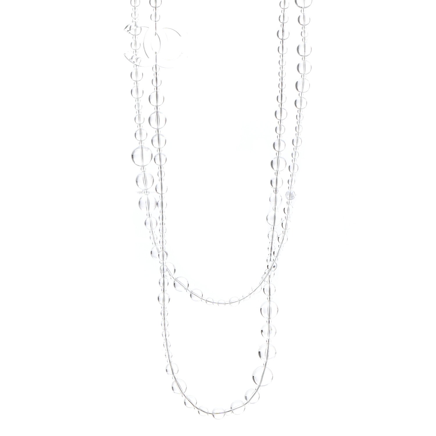 Chanel Crystal CC Double Strand Long Chain Necklace Transparent 1 of 5