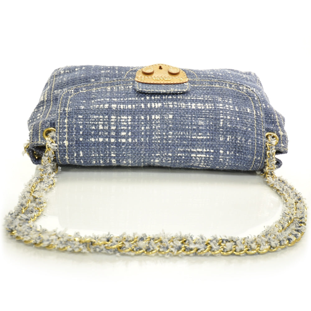 Tweed Medium Shoulder Bag Blue