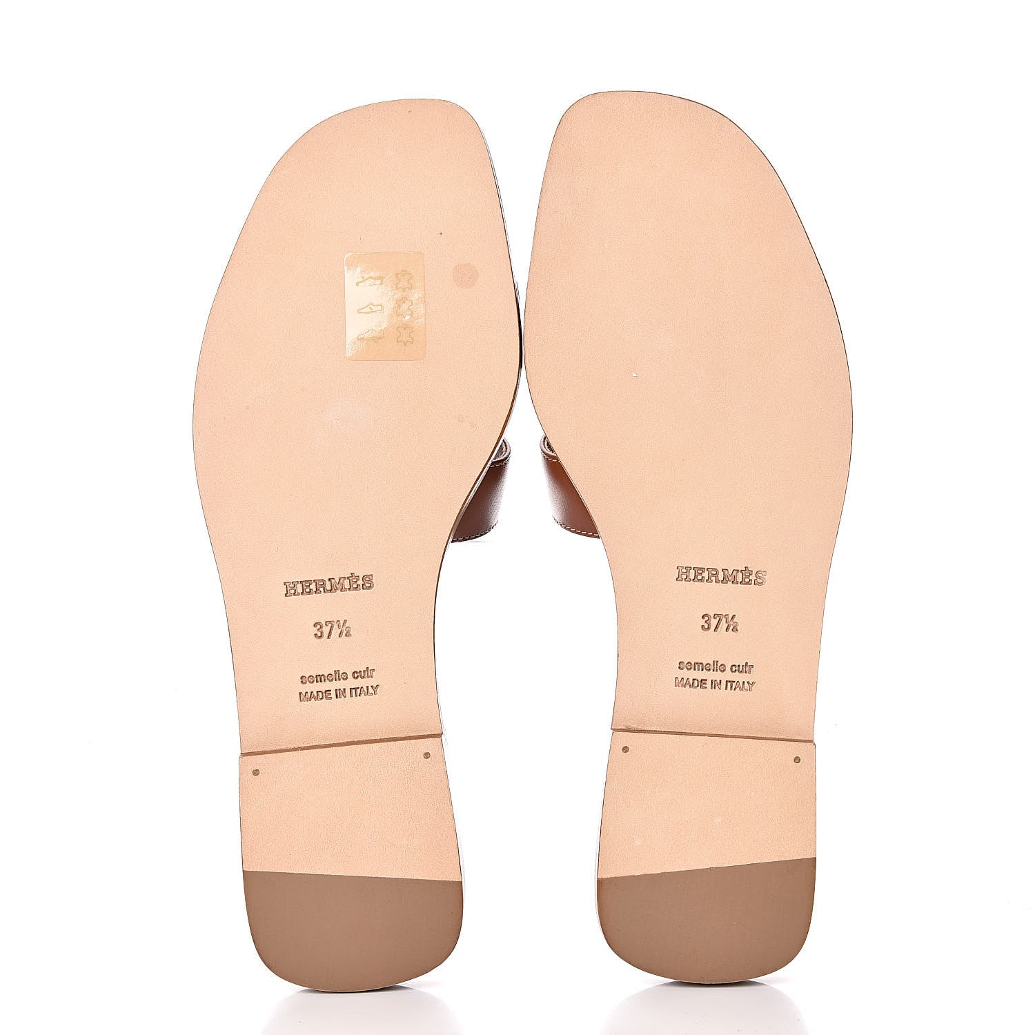 Hermes Box Calfskin Oran Sandals 37.5 Gold 5 of 9