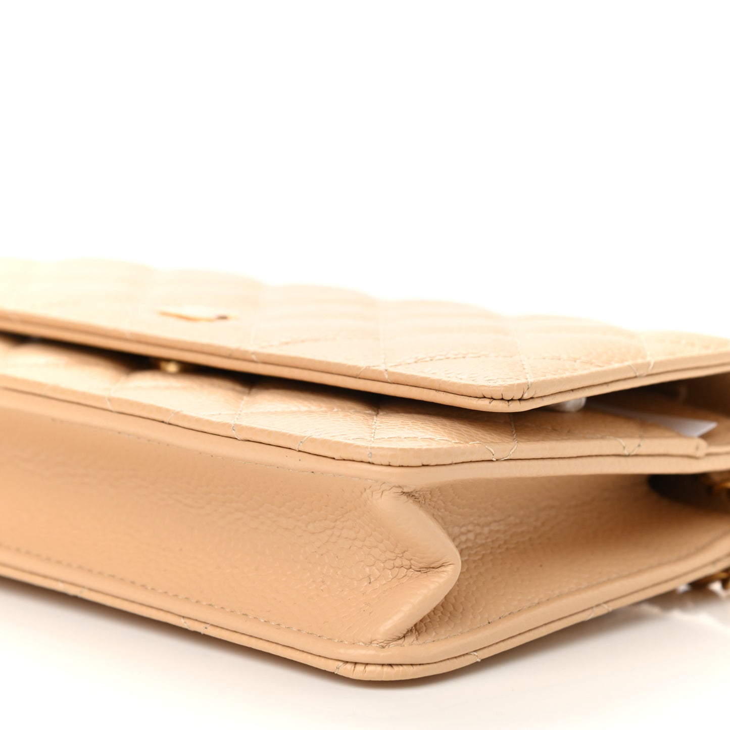 Caviar Quilted Wallet On Chain WOC Beige