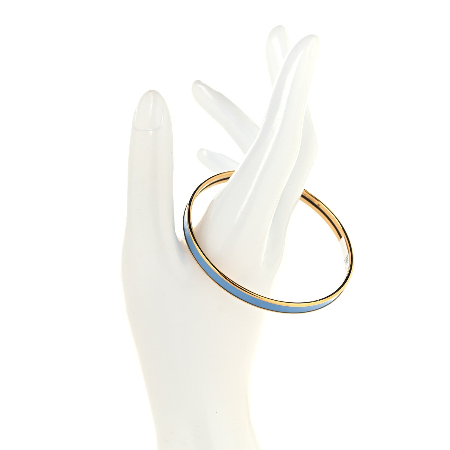 Hermes Enamel Printed Extra Narrow Uni Bracelet 62 Bleu Orage 2 of 5
