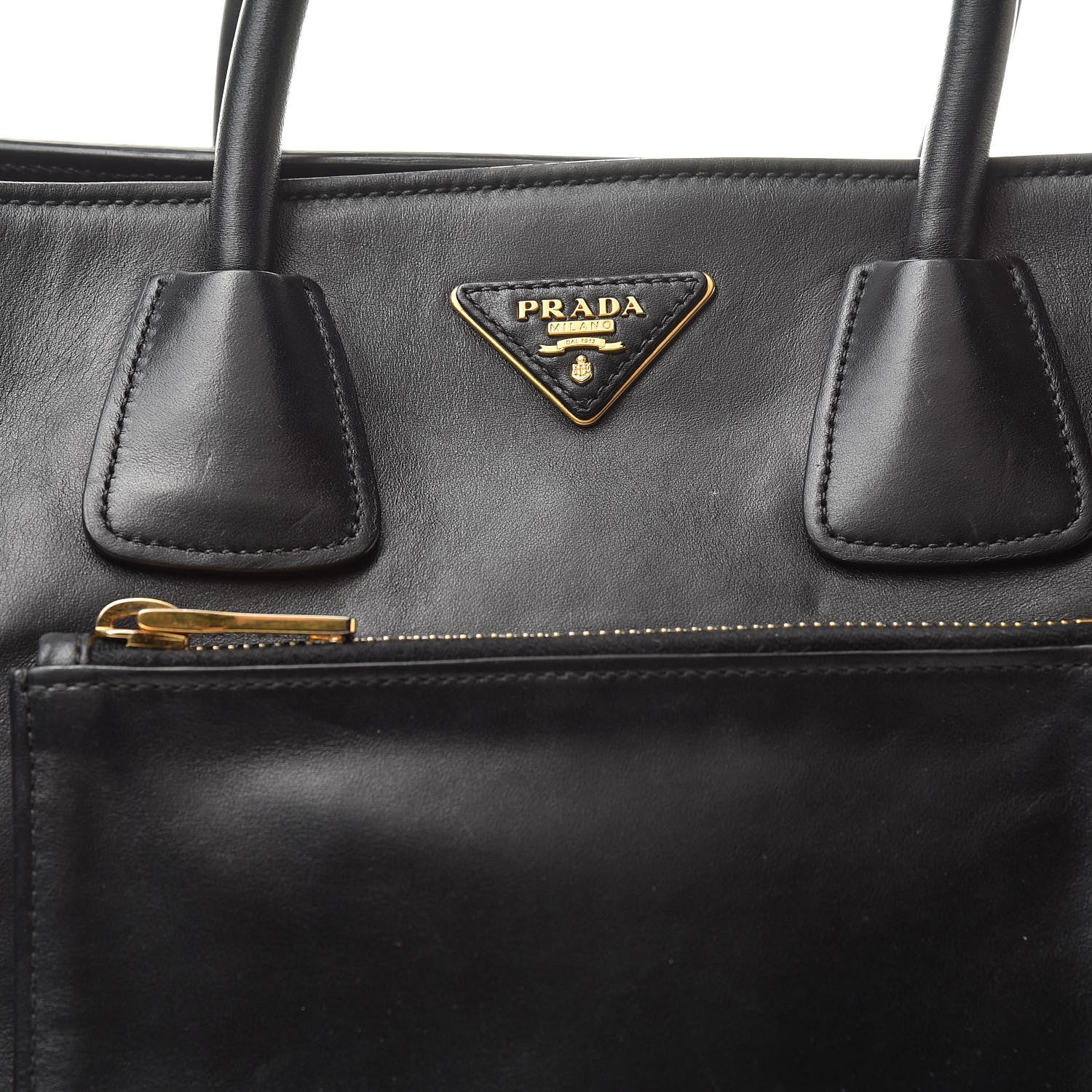 Prada City Calf Front Pocket Tote Black 9 of 18