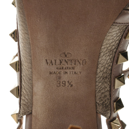 Valentino Garavani Metallic Pebbled Calfskin Rockstud Ankle Strap 100mm Pumps 39.5 Sasso Poudre 6 of 8