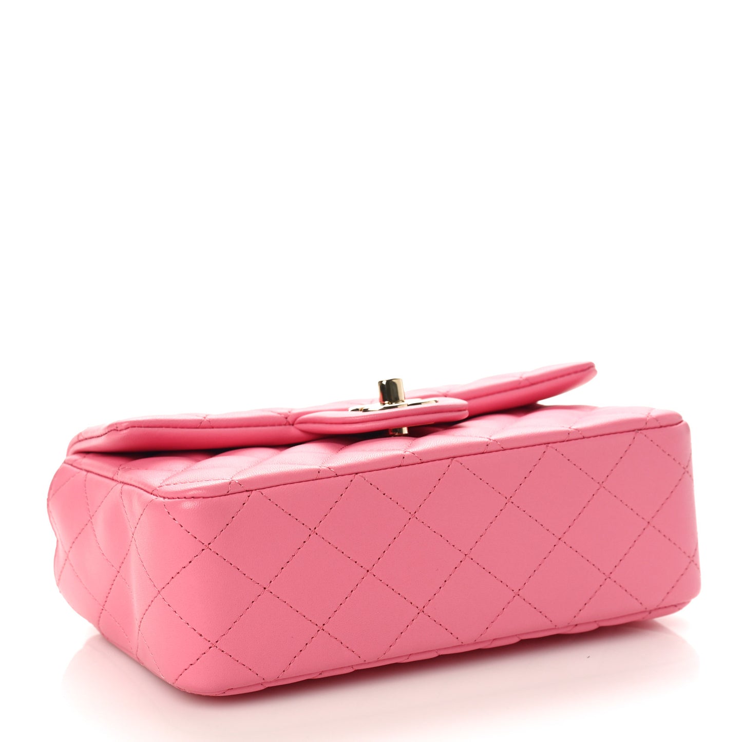 Lambskin Quilted Mini Top Handle Rectangular Flap Pink
