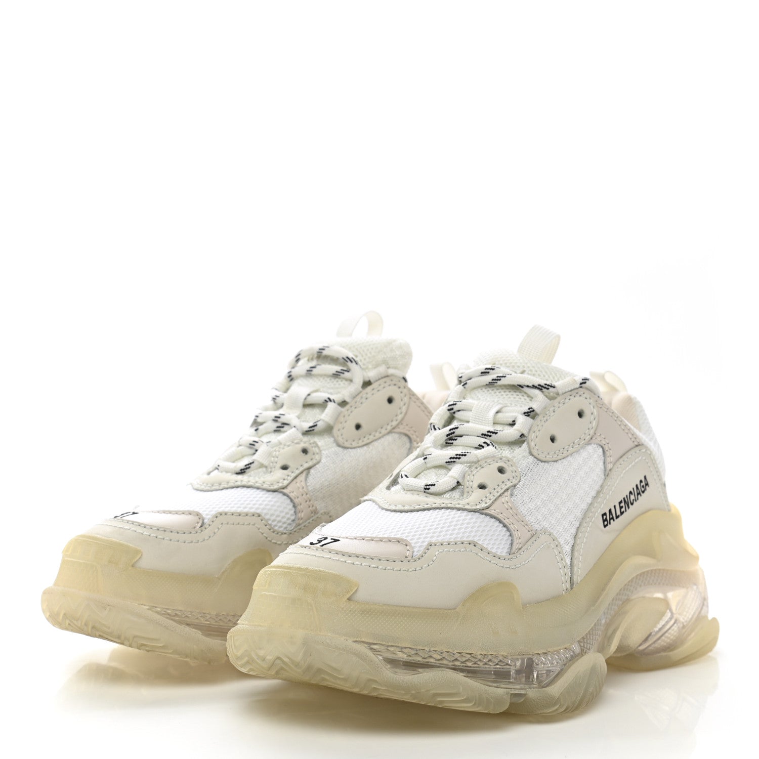 Balenciaga Fabric Mesh Clear Sole Womens Triple S Sneakers 37 White 3 of 8